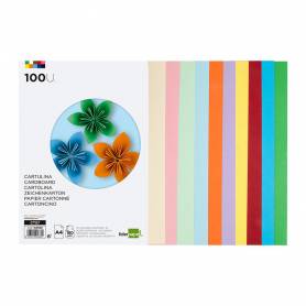 Cartulina liderpapel a4 180g/m2 25 colores surtidos paquete de 100 hojas