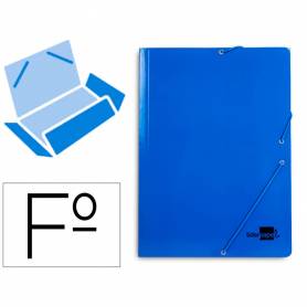 Carpeta liderpapel gomas folio 3 solapas carton plastificado color azul