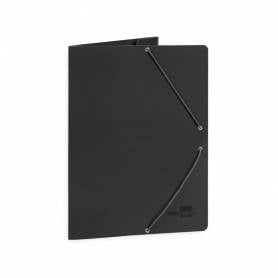 Carpeta liderpapel gomas folio 3 solapas carton plastificado color negro