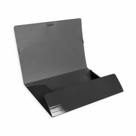 Carpeta liderpapel gomas folio 3 solapas carton plastificado color negro