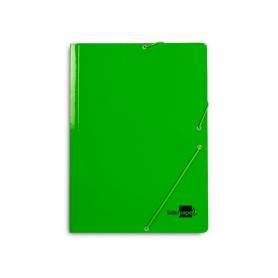 Carpeta liderpapel gomas folio 3 solapas carton plastificado color verde