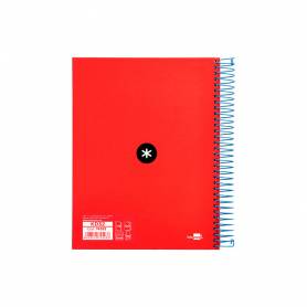 Cuaderno espiral liderpapel a5 micro antartik tapa forrada120h 90gr cuadro 5mm 5 bandas 6 taladros colores surtidos