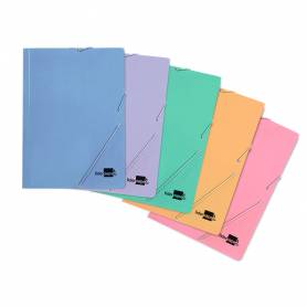 Carpeta liderpapel gomas folio 3 solapas carton plastificado colores pasteles surtidos