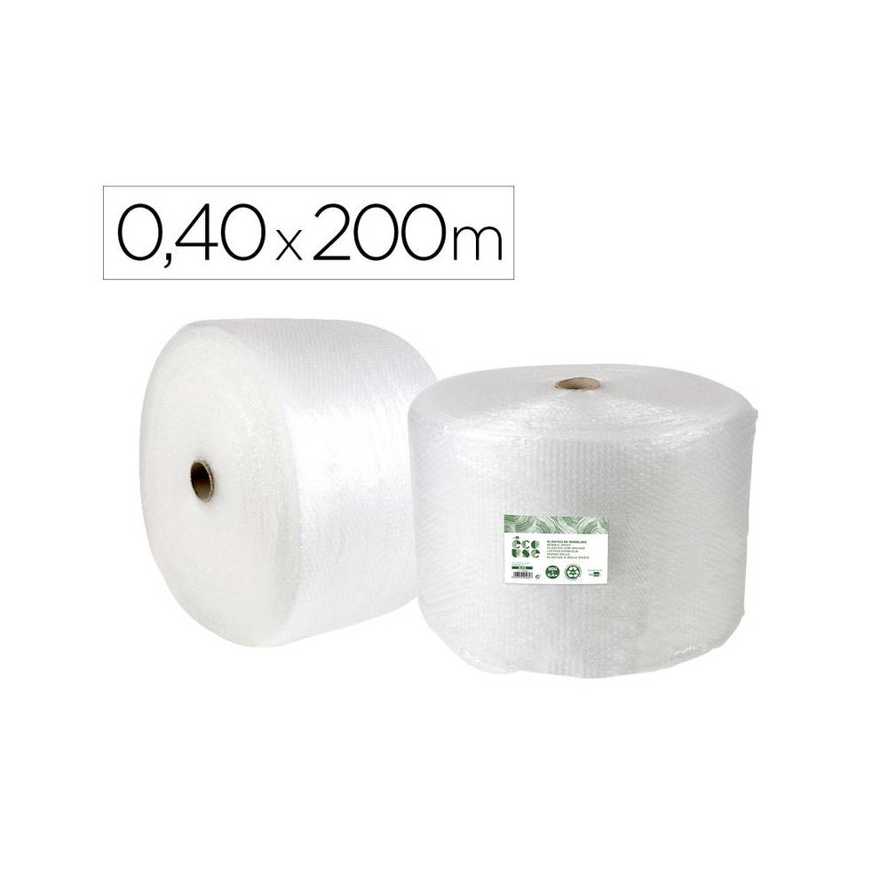 Plastico burbuja liderpapel ecouse 0.40x200m 30% de plastico reciclado