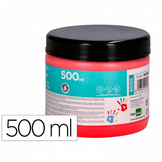 Pintura dedos liderpapel tarrina de 500 ml rojo