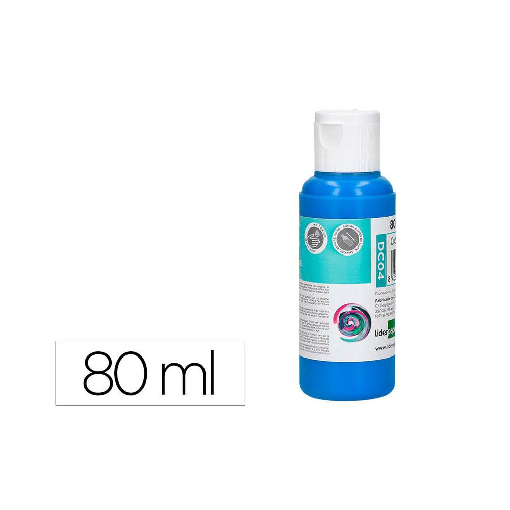 Pintura acrilica liderpapel bote de 80 ml cian