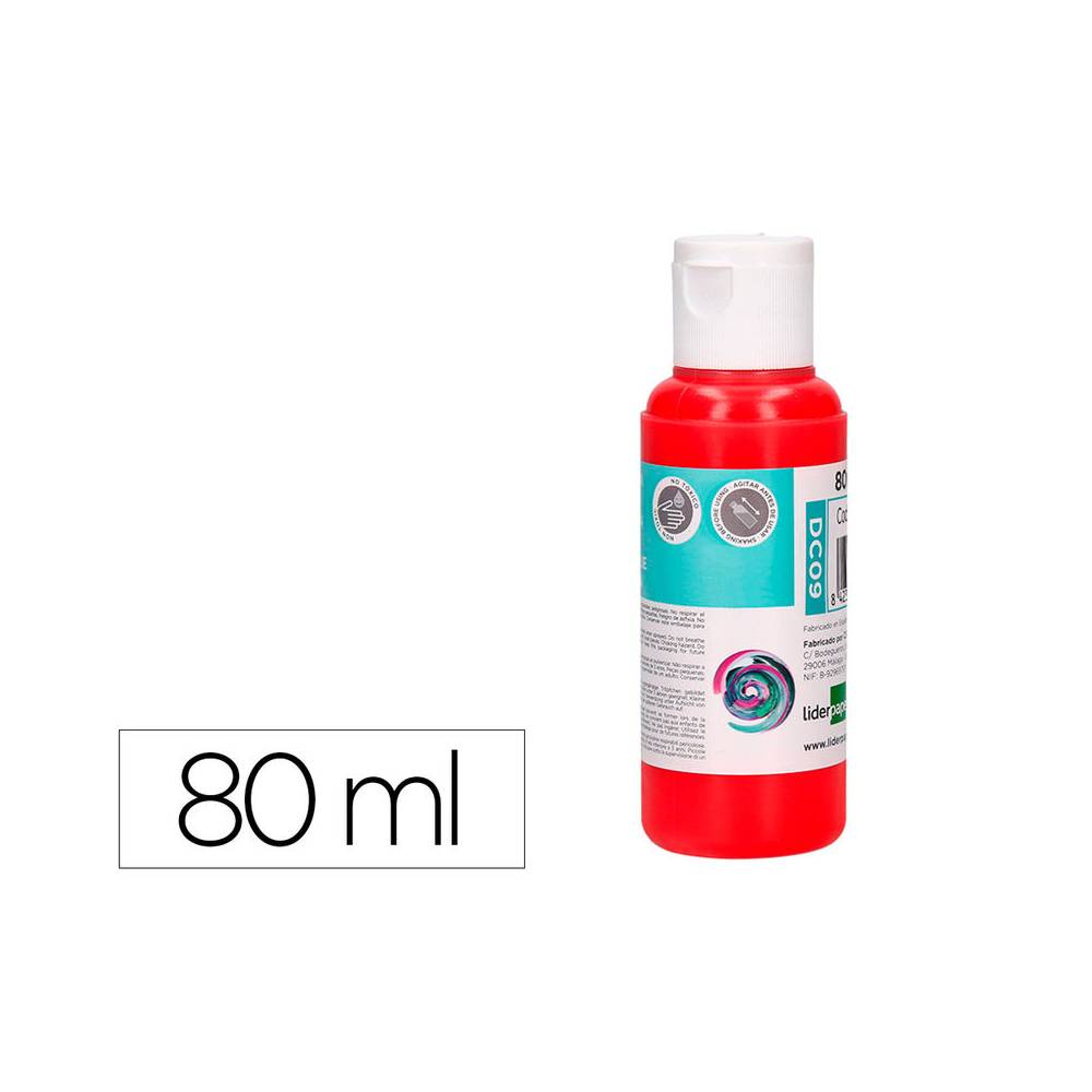 Pintura acrilica liderpapel bote de 80 ml rojo