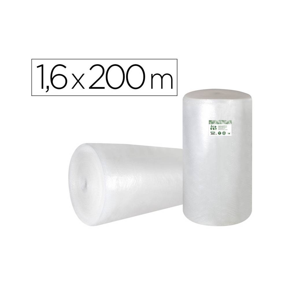 Plastico burbuja liderpapel ecouse 1.60x200m 30% de plastico reciclado