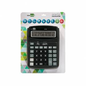 Calculadora liderpapel sobremesa xf39 12 digitos solar y pilas color negro 190x140x32 mm 40% reciclada