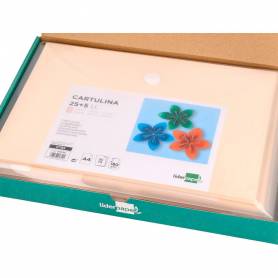 Cartulina liderpapel a4 180g/m2 crema paquete de 25+5 hojas