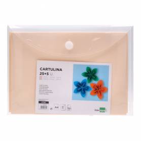 Cartulina liderpapel a4 180g/m2 crema paquete de 25+5 hojas