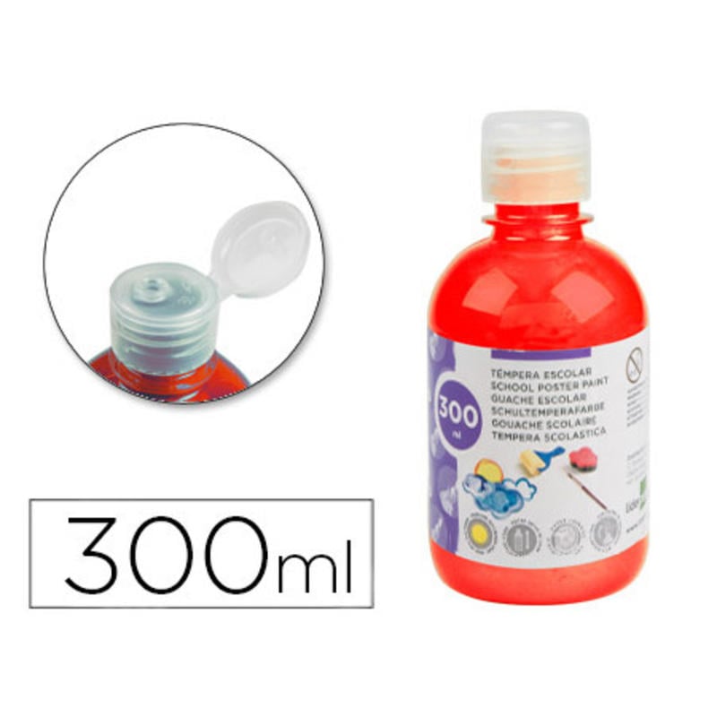 Tempera liquida liderpapel escolar 300 ml rojo fluorescente