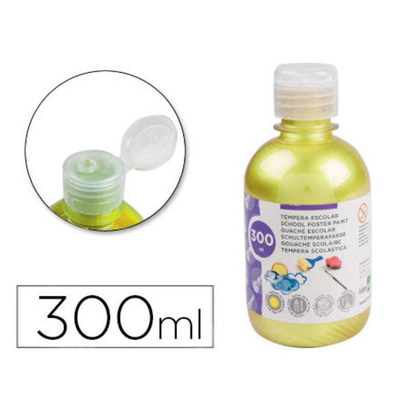 Tempera liquida liderpapel escolar 300 ml amarillo metalizado