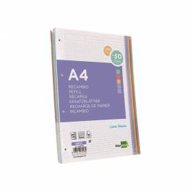 Recambio liderpapel a4 200+50 hojas 90g/m2 cuadro 5 mm 4 taladros bandas de 5 colores