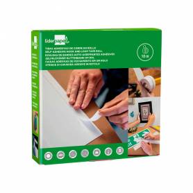 Cinta de cierre adhesiva liderpapel velcro blanco 20mm x 10m