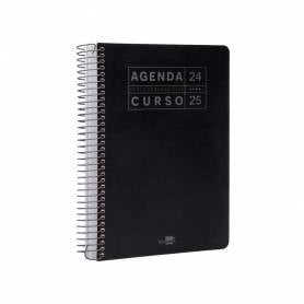 Agenda escolar liderpapel año 24 - 25 curso basic negro semana vista a5