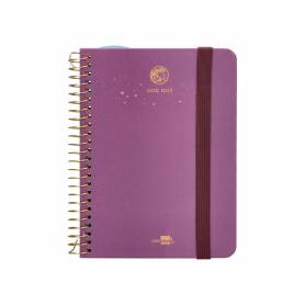 Agenda escolar liderpapel año 24 - 25 curso classic lines morado 2 días página a6