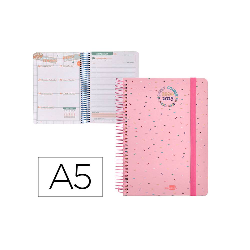 Agenda escolar liderpapel año 24 - 25 escolar fantasia sweet día página a5