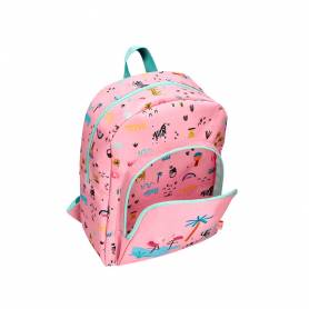 Cartera escolar liderpapel moc hila infantil safari diseño cebra rosa 330x100x250 mm