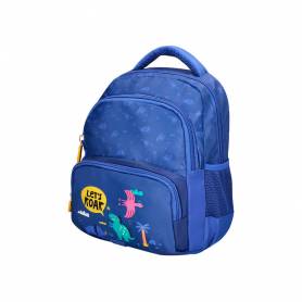 Cartera escolar liderpapel moc hila multibolsillo infantil dino azul 350x110x270 mm