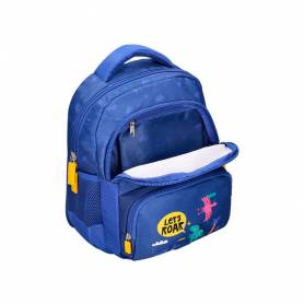 Cartera escolar liderpapel moc hila multibolsillo infantil dino azul 350x110x270 mm