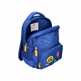 Cartera escolar liderpapel moc hila multibolsillo infantil dino azul 350x110x270 mm