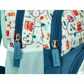 Cartera escolar liderpapel moc hila multibolsillo infantil cars azul 350x110x270 mm