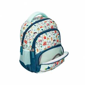 Cartera escolar liderpapel moc hila multibolsillo infantil cars azul 350x110x270 mm