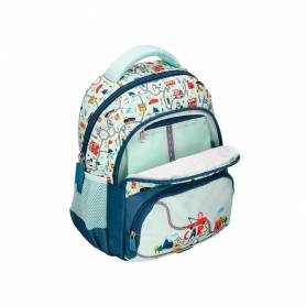 Cartera escolar liderpapel moc hila multibolsillo infantil cars azul 350x110x270 mm