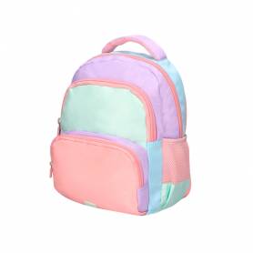 Cartera escolar liderpapel moc hila multibolsillo infantil azul rosa morado 350x110x270 mm