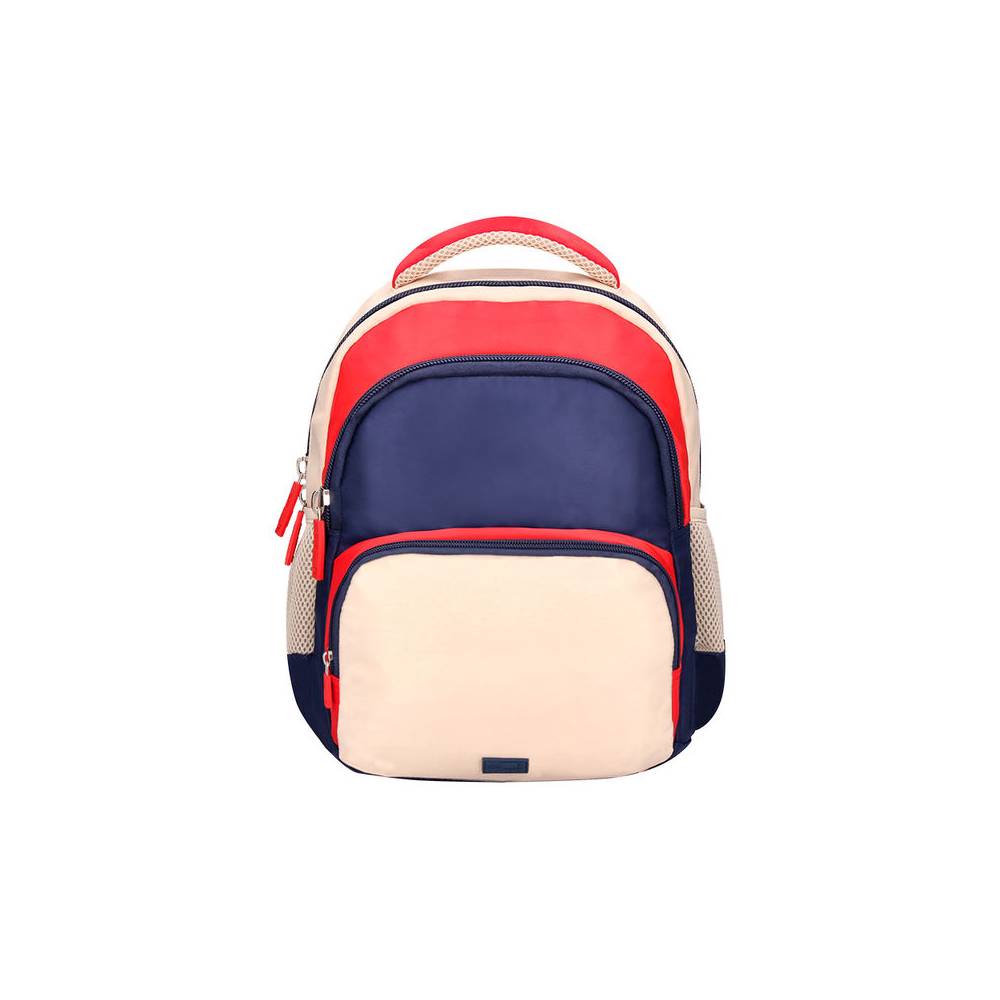 Cartera escolar liderpapel moc hila multibolsillo infantil azul marino rojo beige 350x110x270 mm