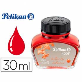 Tinta estilografica pelikan 4001 rojo brillante bote 30 ml