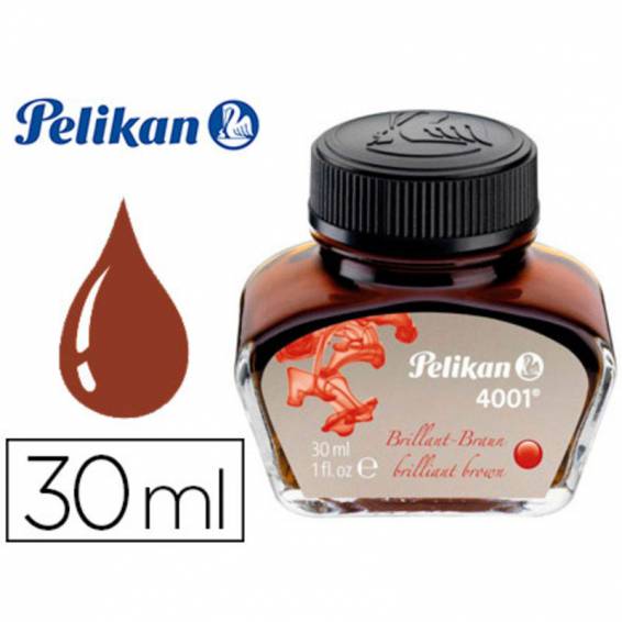 Tinta estilografica pelikan 4001 marron brillante bote 30 ml