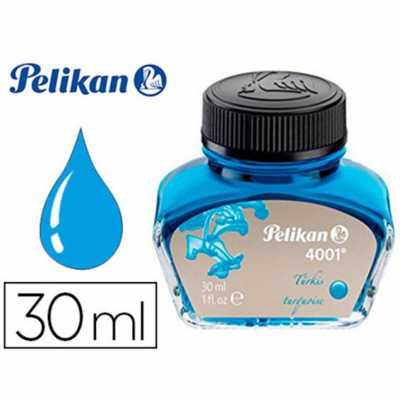 Tinta estilografica pelikan 4001 turquesa bote 30 ml