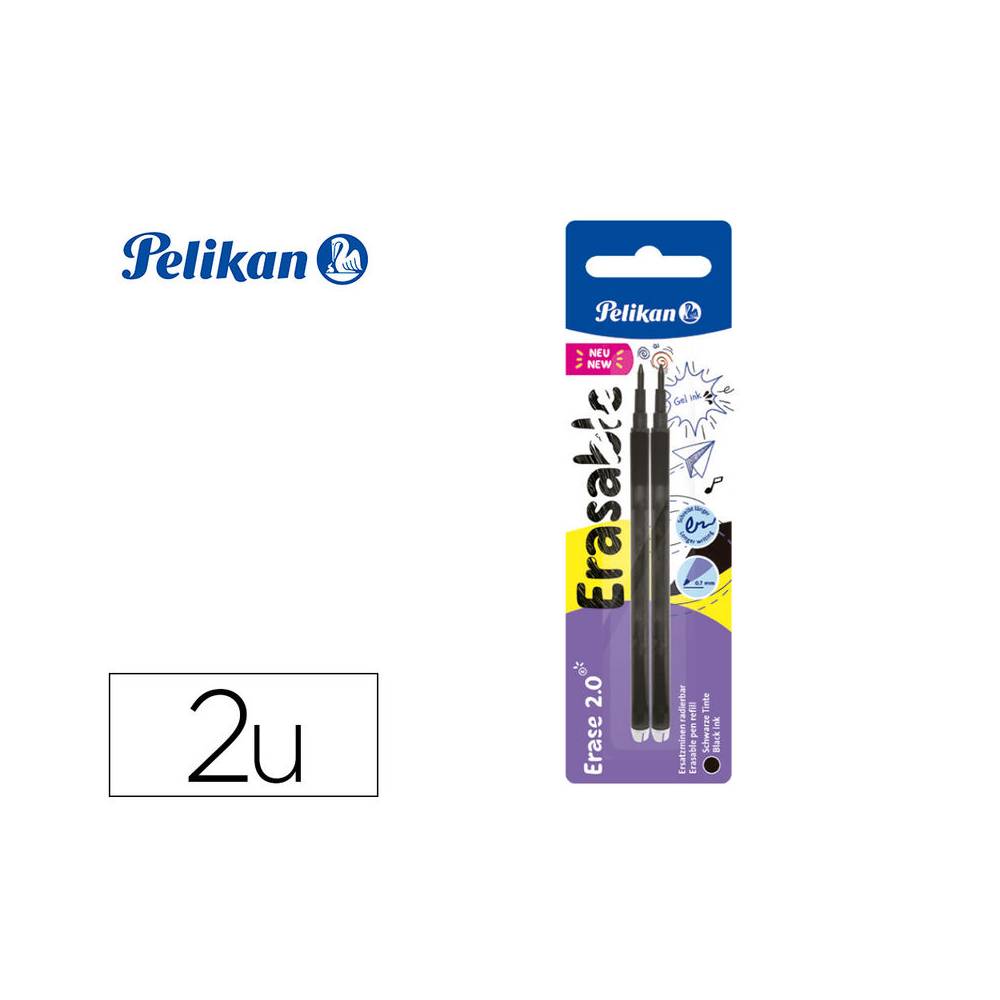 Recambio roller pelikan erase 2.0 color negro blister de 2 unidades