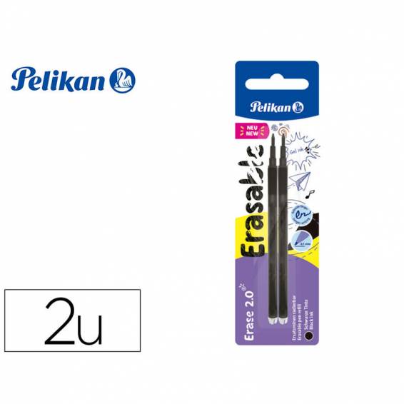 Recambio roller pelikan erase 2.0 color negro blister de 2 unidades