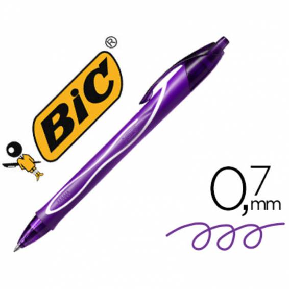 Boligrafo bic gelocity quick dry retractil tinta gel purpura punta de 0,7 mm