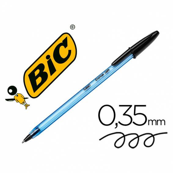 Boligrafo bic cristal soft negro punta de 1,2 mm