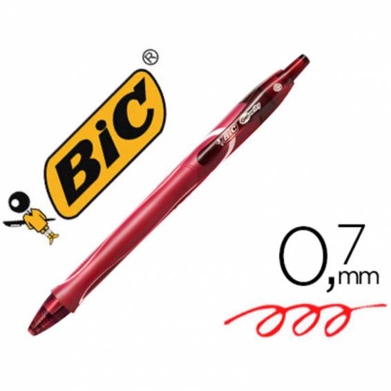 Boligrafo bic gelocity quick dry retractil tinta gel rojo punta de 0,7 mm