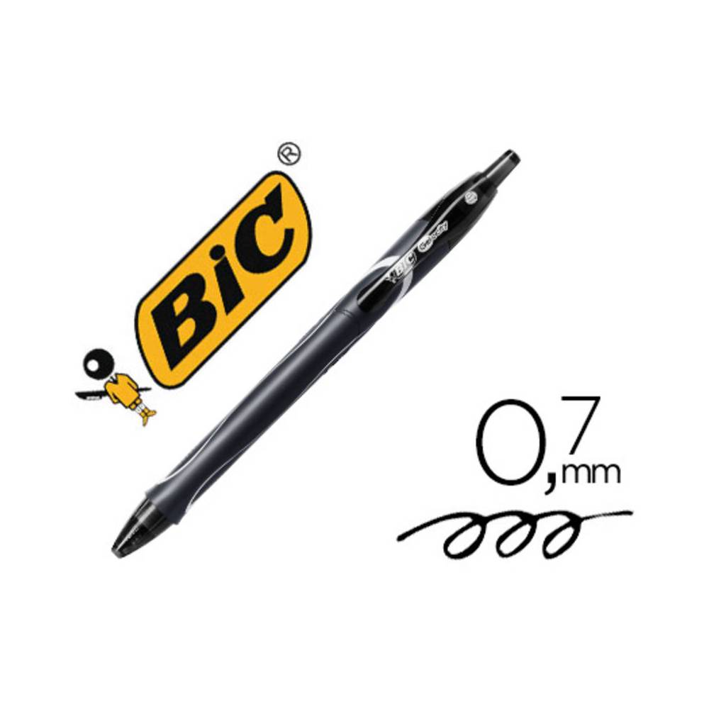 Boligrafo bic gelocity quick dry retractil tinta gel negro punta de 0,7 mm