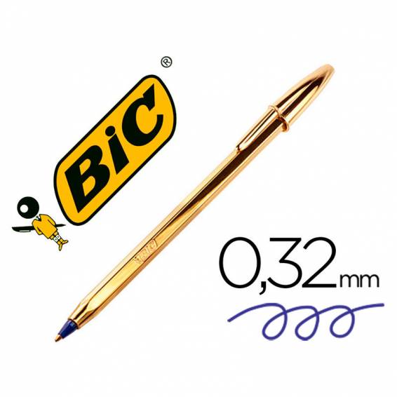 Boligrafo bic cristal celebration oro tinta azul unidad