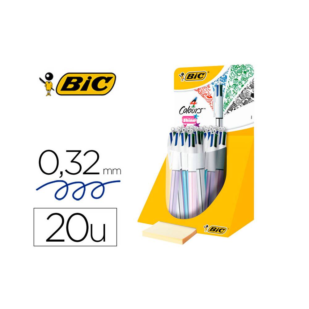 Boligrafo bic cuatro colores shine colores metalizados punta de 1 mm