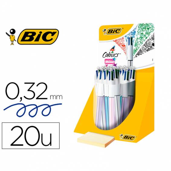 Boligrafo bic cuatro colores shine colores metalizados punta de 1 mm