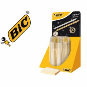 Boligrafo bic cristal linea celebration dorado y plateado expositor de 40 unidades surtidas