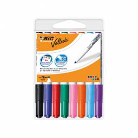 Rotulador bic velleda para pizarra punta redonda 2 mm bolsa de 8 unidades colores surtidos