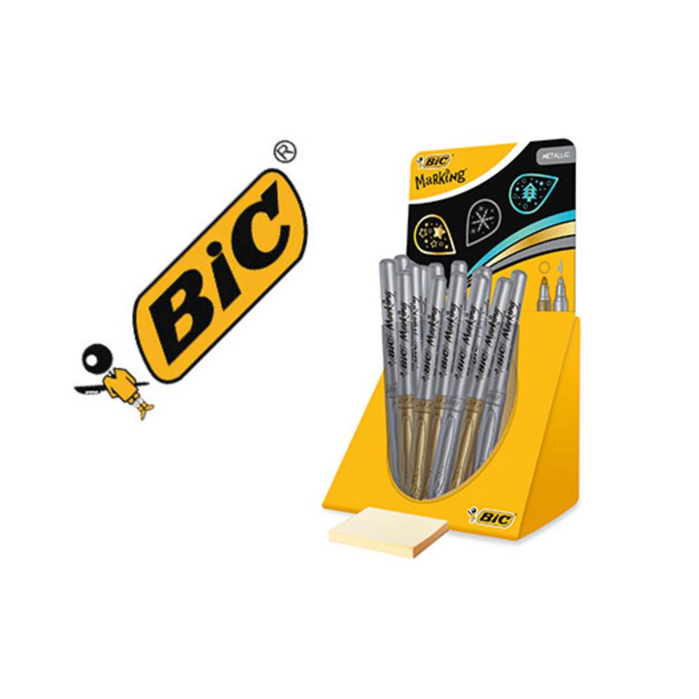 Rotulador bic marking metalico permanenete oro/plata expositor de 24 unidades surtidas 168x125x149 mm