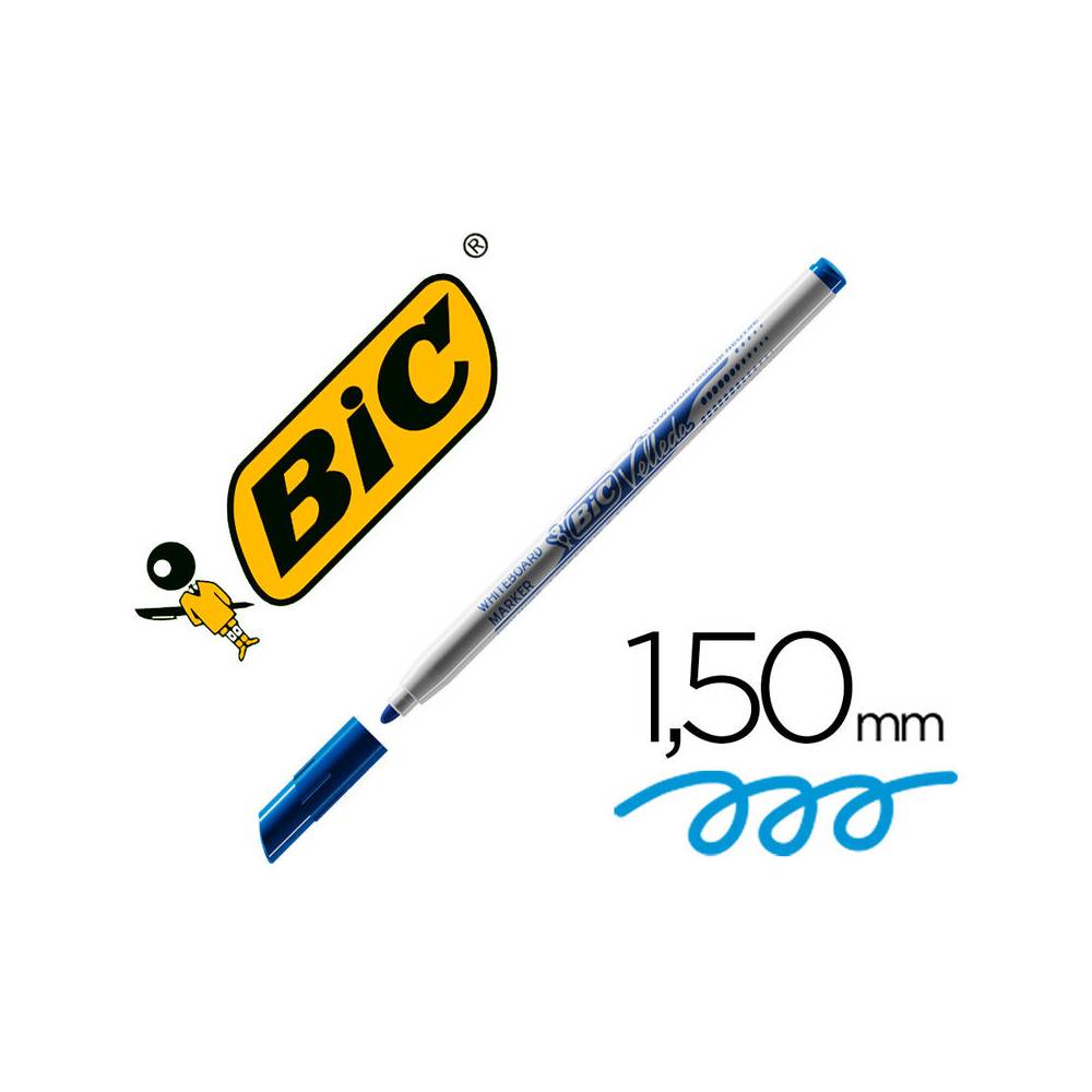 Rotulador bic velleda fino para pizarra azul punta redonda 1 mm