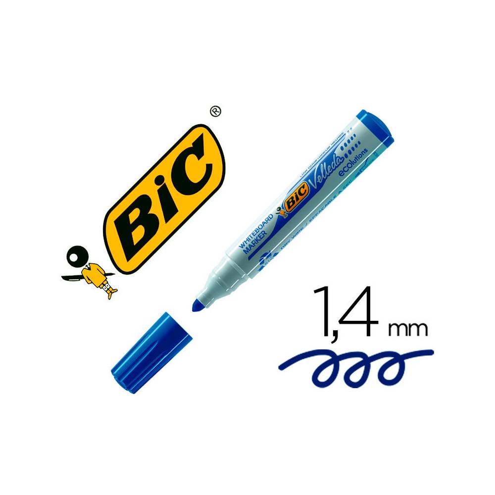 Rotulador bic velleda para pizarra azul punta redonda 1,3 mm