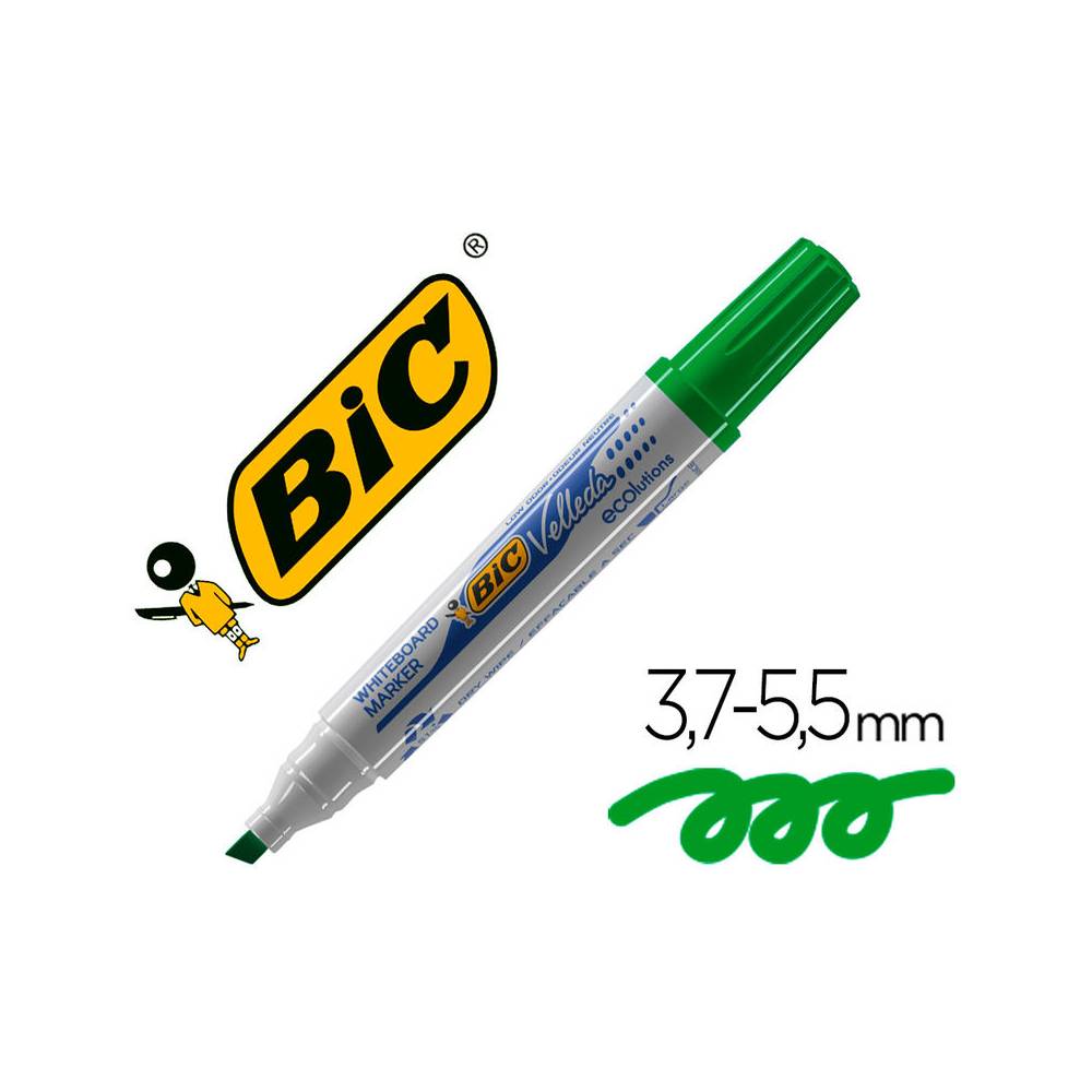 Rotulador bic velleda para pizarra verde punta biselada 5,9 mm