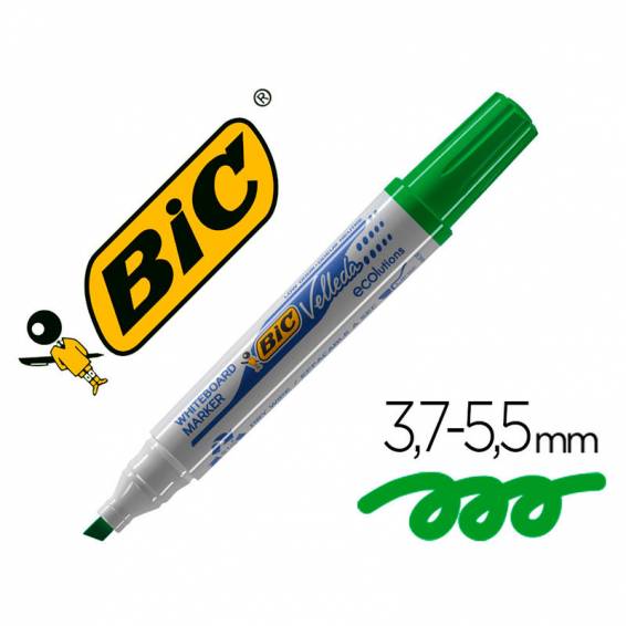 Rotulador bic velleda para pizarra verde punta biselada 5,9 mm